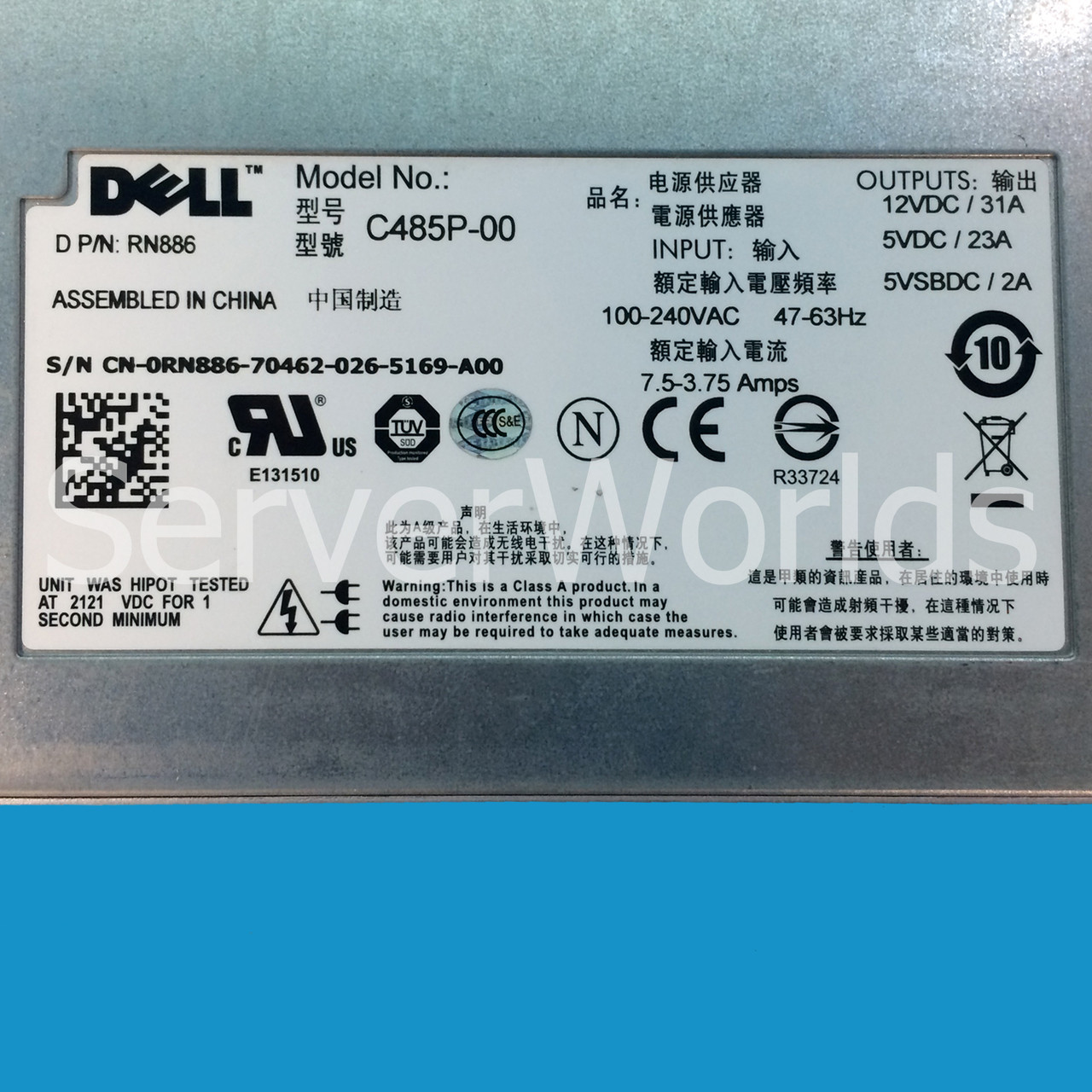 Dell RN886 Powervault MD1120 Power Supply C485P-00