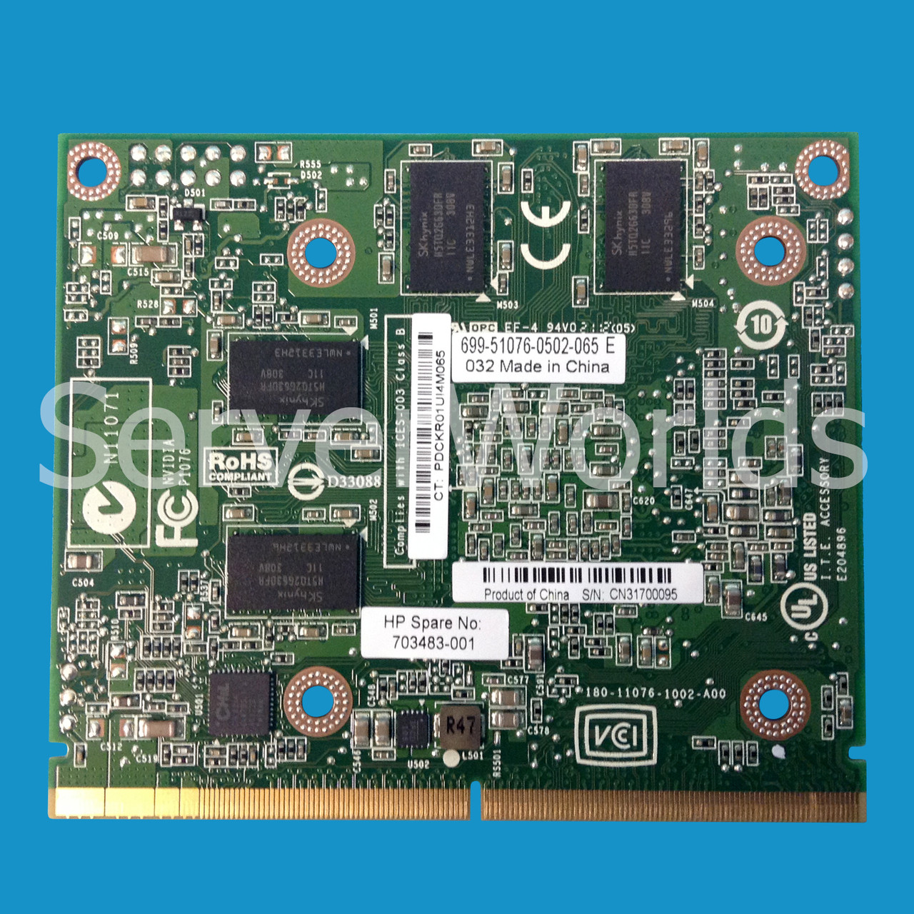 HP 703483-001 Quadro 1000M 2GB Cache w/o Cooler 677908-001, 665077-002