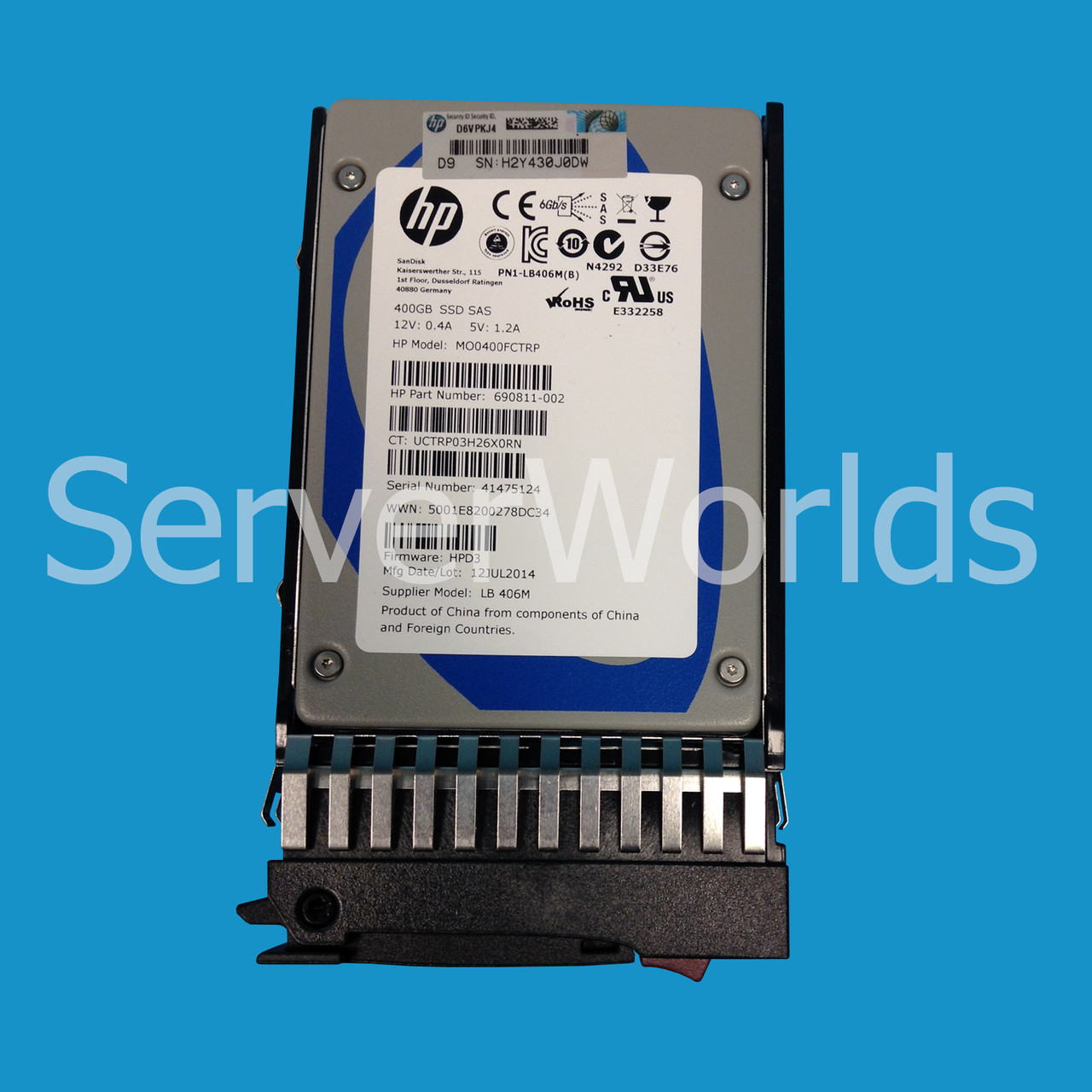HP 691023-001 400GB SAS SSD 690811-002, 632636-001, 632430-002