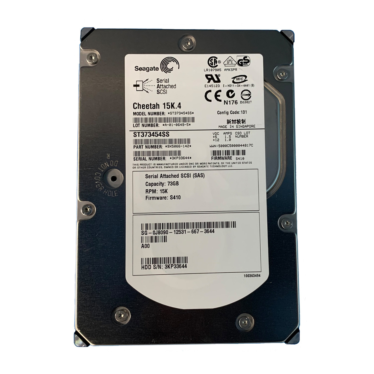 Dell J8090 73GB SAS 15K 3GBPS 3.5" Drive 9X5066-142 ST373454SS