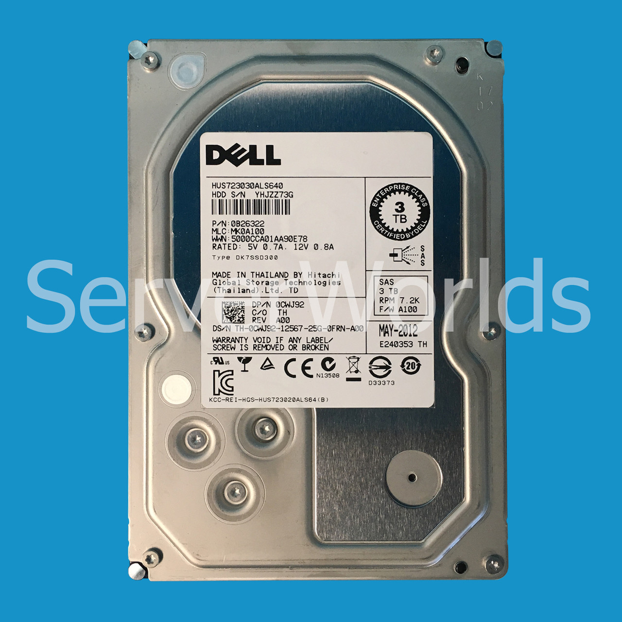 Dell CWJ92 3TB NL SAS 7.2K 6GBPS 3.5" Drive 0B26322 HUS723030ALS640
