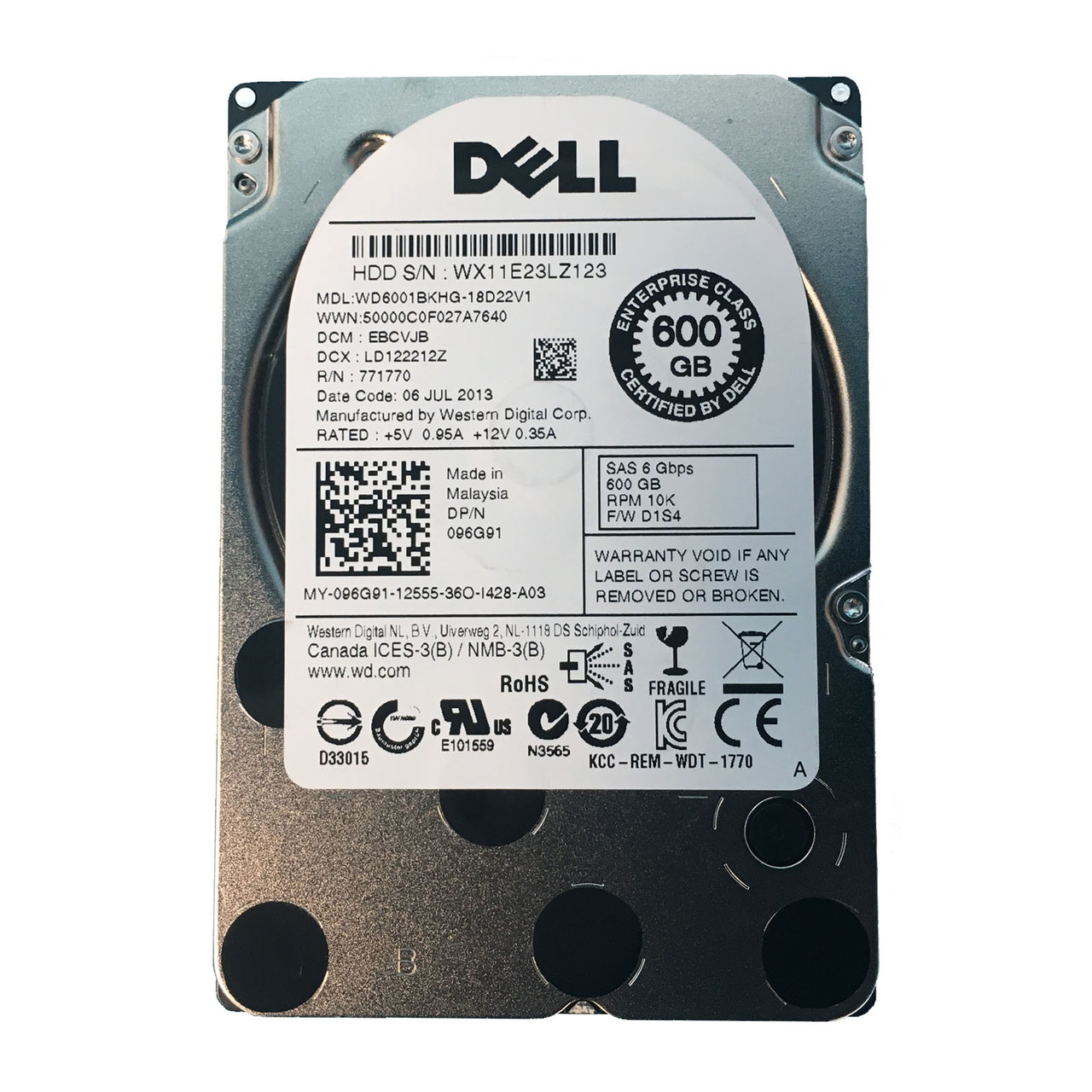 DELL WD6001BKHG-18D22V1 600ギガバイト 10K SAS 6G 2.5インチ