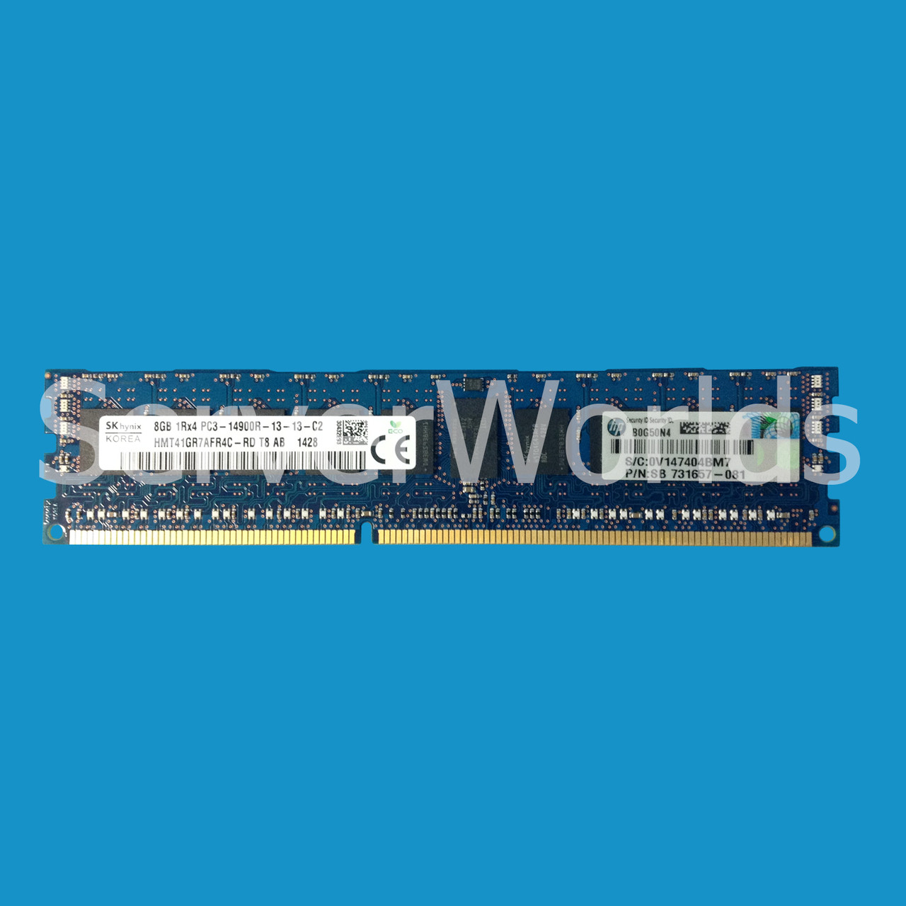 HP 731657-081 8GB PC3-14900R DIMM Quad Rank DDR3-1866 735303-001 