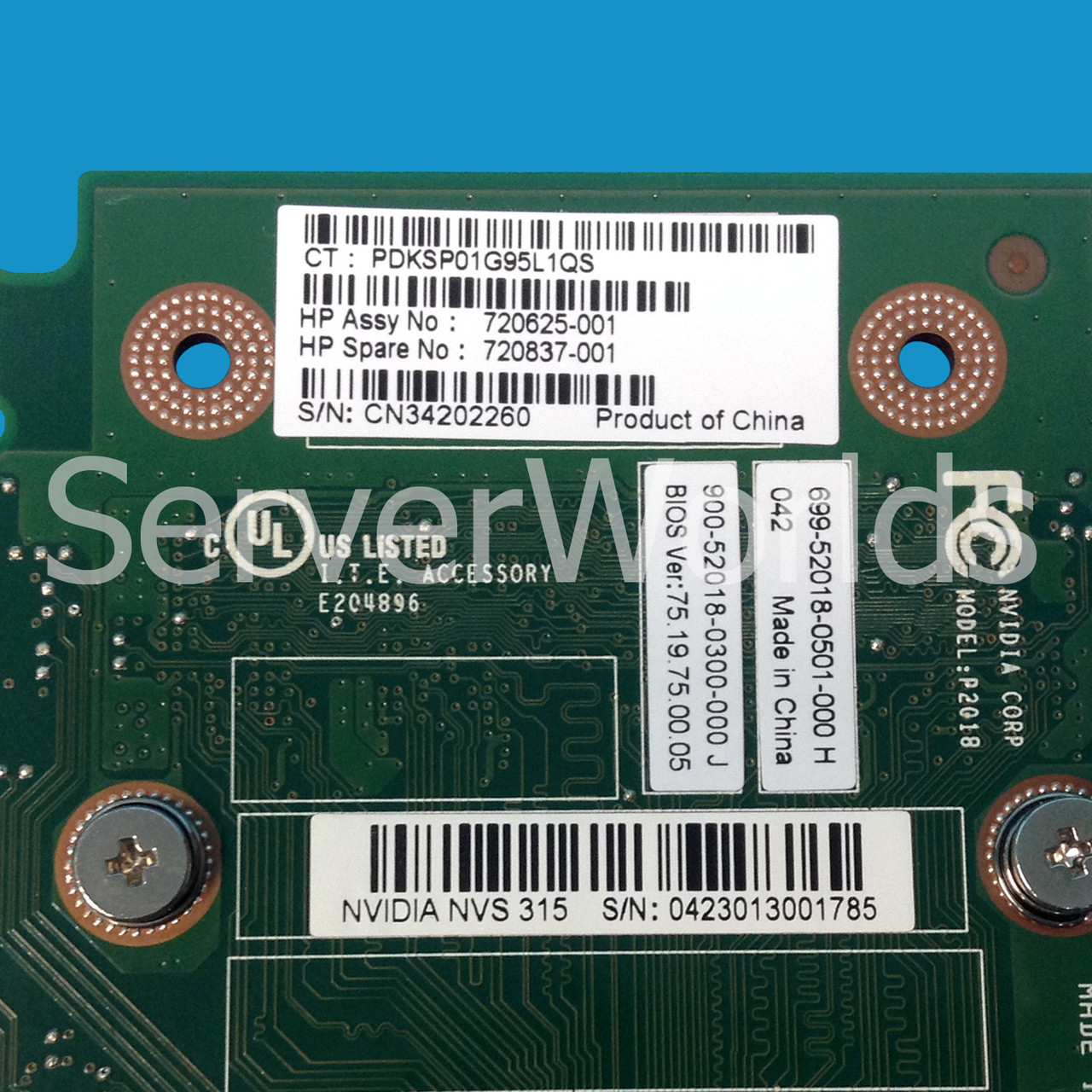 HP 720837-001 NVS 315 PCIe Video Card 1GB Cache 720625-001, E1C65AT
