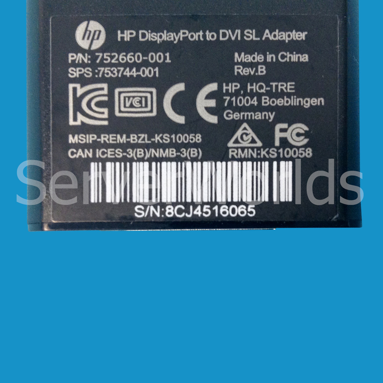 HP 753744-001 Display Port to DVI Port Cable 752660-001