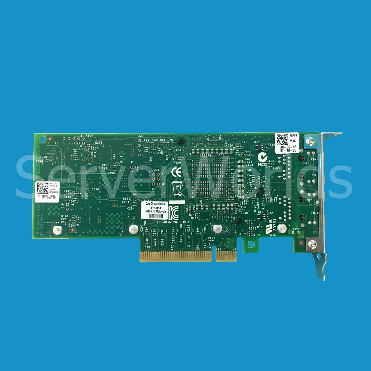 Dell 3DFV8 Intel X540-T2 Dual Port 10GBe LP Network Card