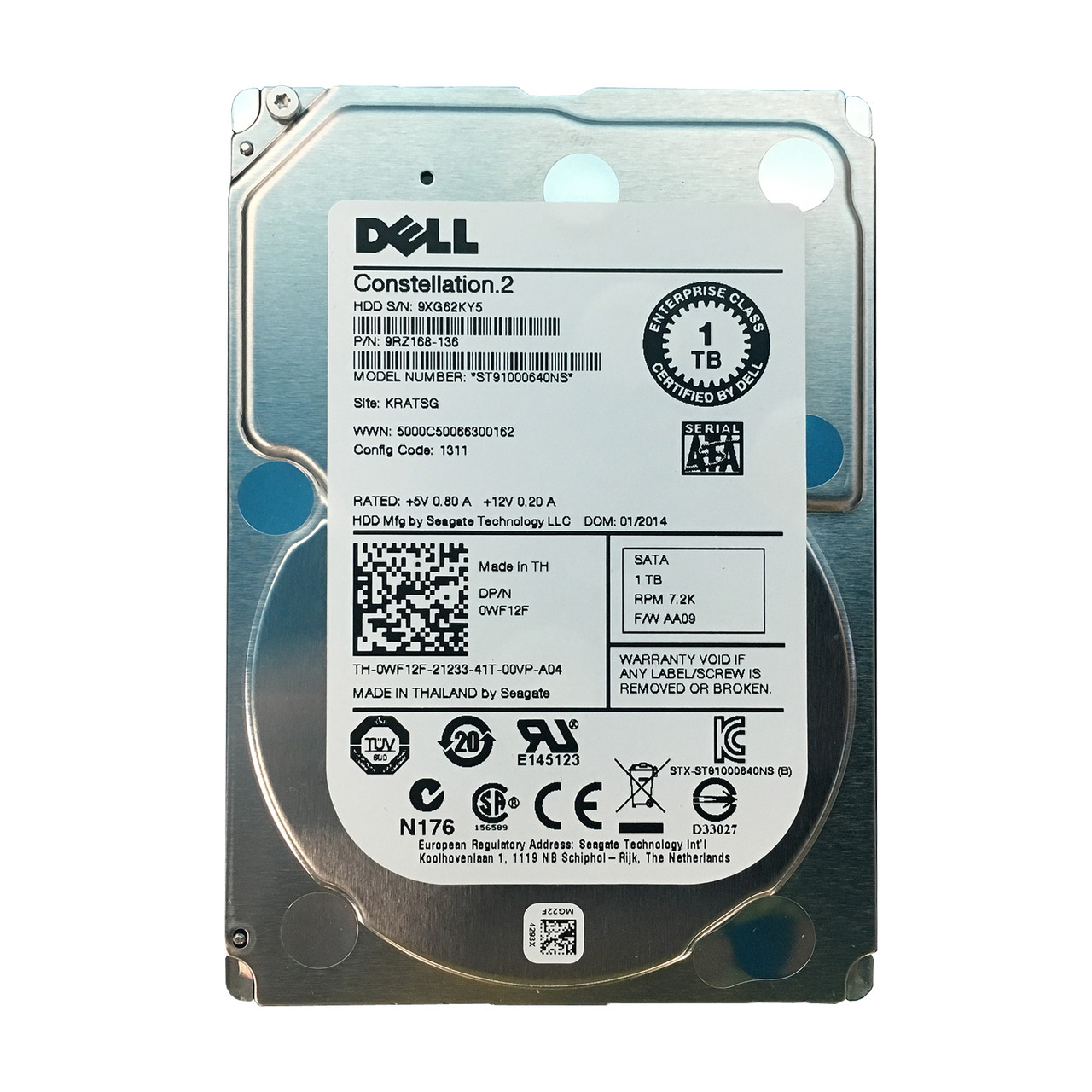 Dell WF12F 1TB SATA 7.2K ES 2.5" Drive ST91000640NS 9RZ168-136