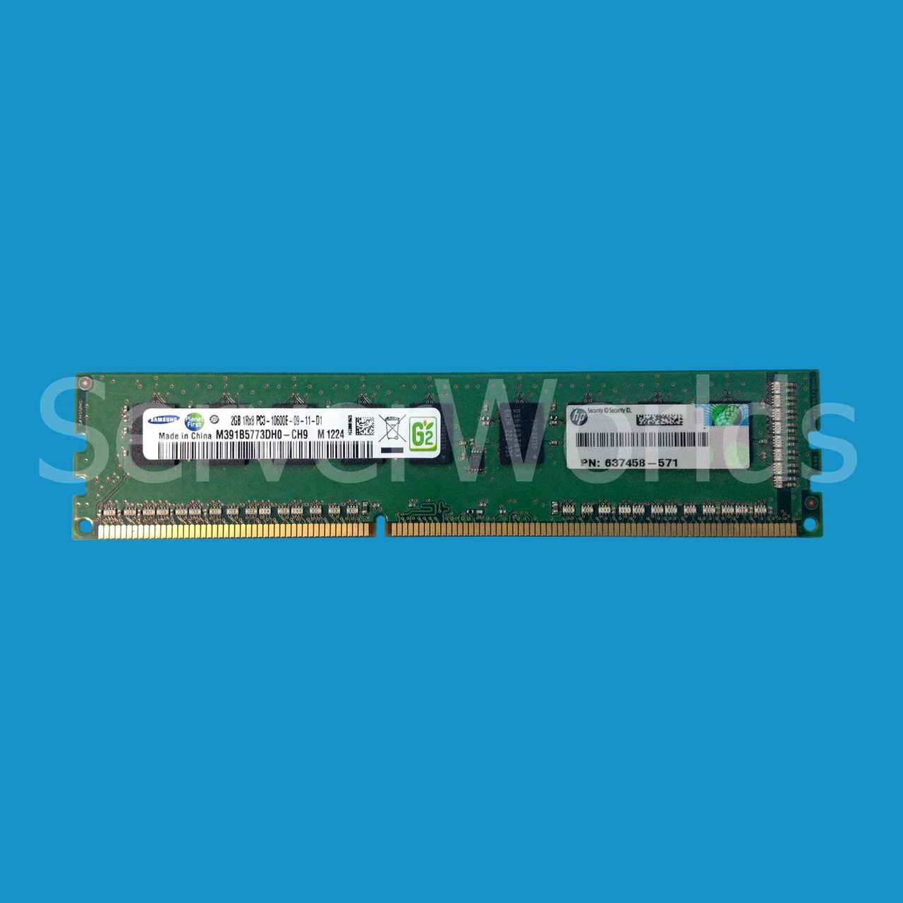 HP 637458-571 2GB PC3-10600e DDR3 Memory 637593-001, 661621-001