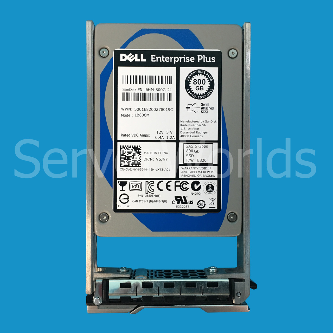 Refurbished Dell V6JNY Compellent 800GB SAS 2.5" SSD w/Tray Product Information