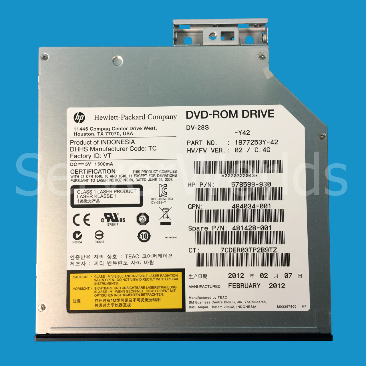 New HP 481041-B21 DVD-Rom Slimline (481041-B21n) Product Information and Number