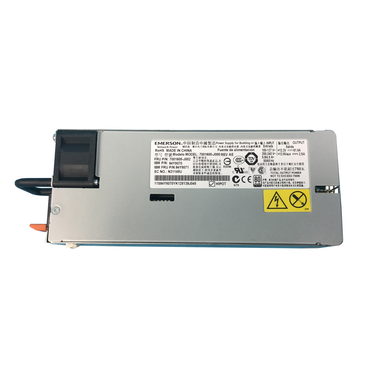 Fuente de Poder IBM 750W 80 Plus Platinum para System X3550 M4 X3650 M4 Hot-Swap 94Y8070 Producto de Segundo Uso