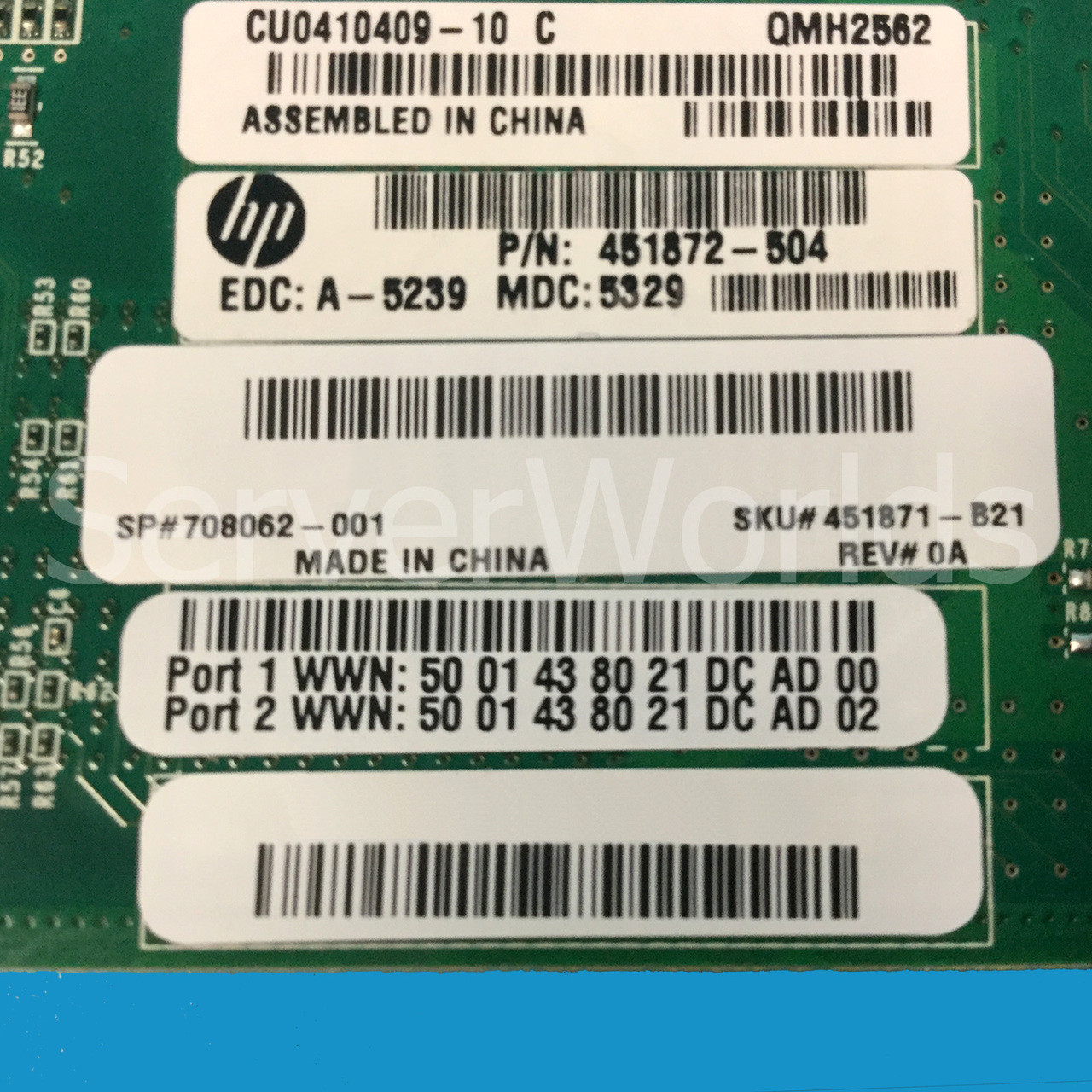 HP 708062-001 8GB PCIe FC Mezz Adapter REV 451871-B21