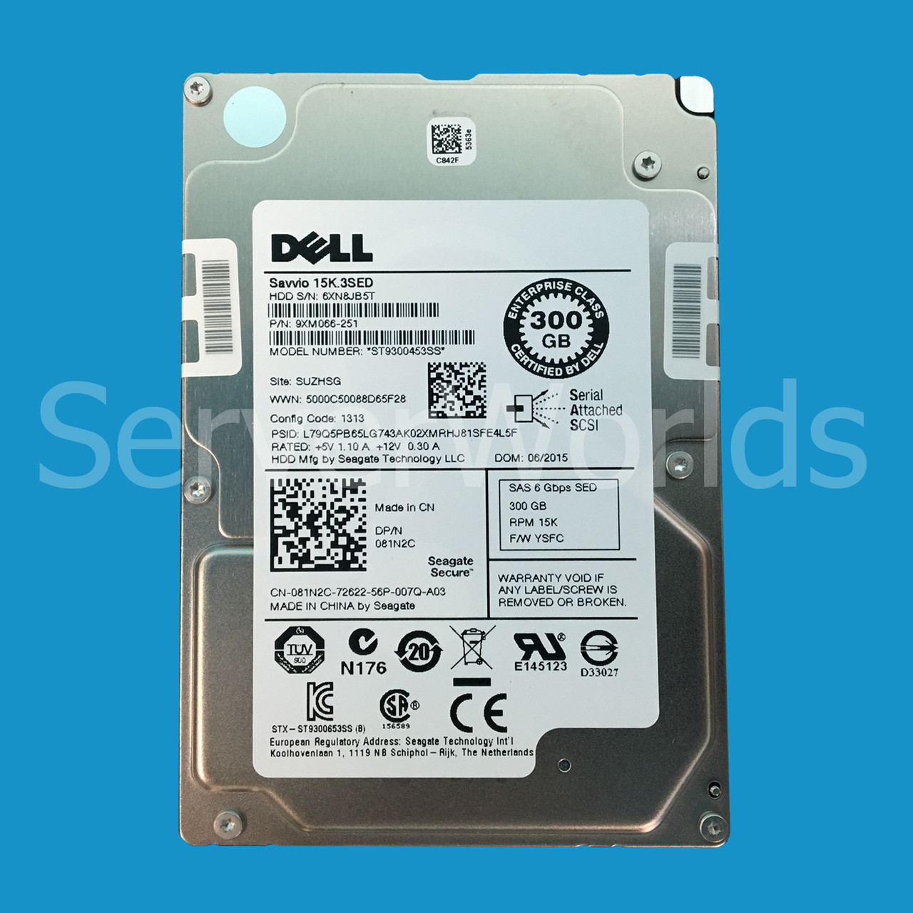 Dell 81N2C 300GB SAS 15K 6GBPS SED 2.5" Drive ST9300453SS 9XM066-251