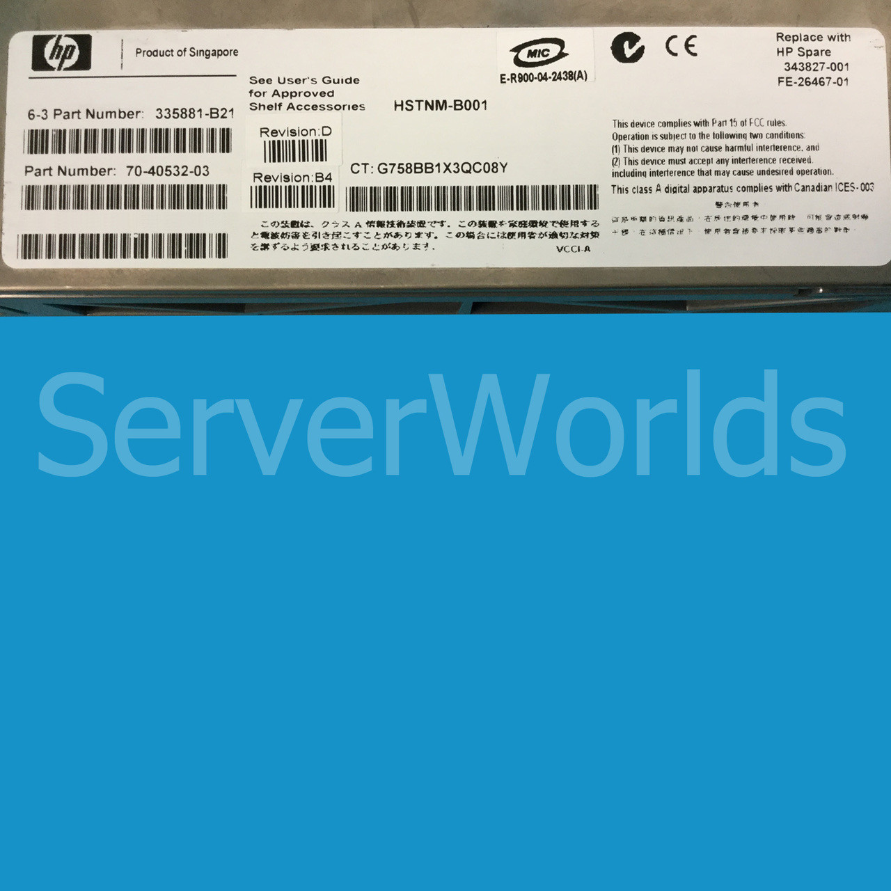 HP 343827-001 MSA500 G2 Controller 411058-001, 335881-B21, 335881-B22, 70-40532-03