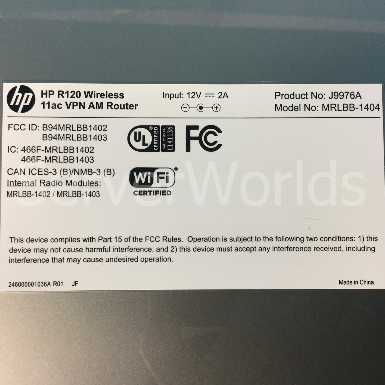 HP J9976A ***NEW*** R120 802.11AC Wireless Router
