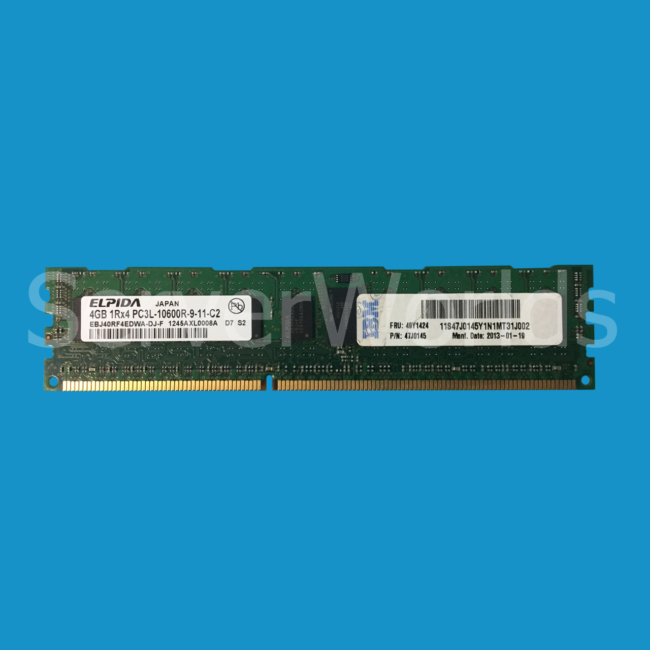 IBM IBM 16GB 1x16GB, 2Rx4, 1.35V PC3L-10600 CL9 ECC DDR3 1333MHz LP