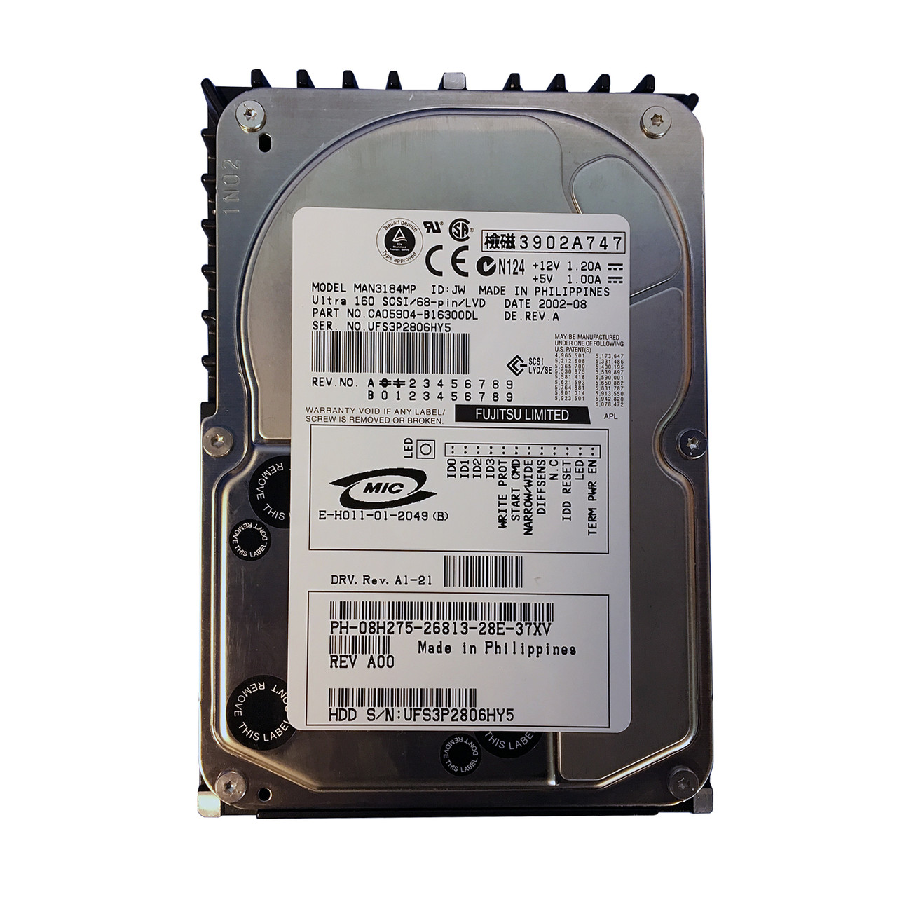 Dell 8H275 18GB U160 10K 68Pin Drive MAN3184MP CA05904-B16300DL