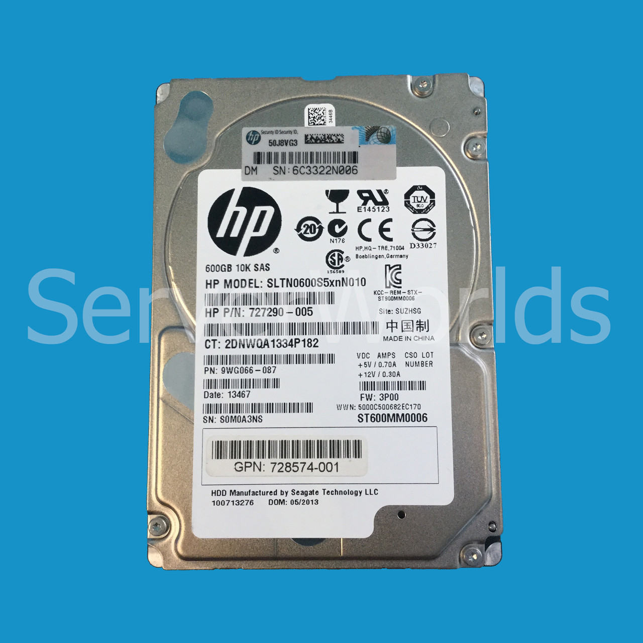 HP 727290-005 600GB 10k SFF 2.5 SAS 6G Drive only 728574-001