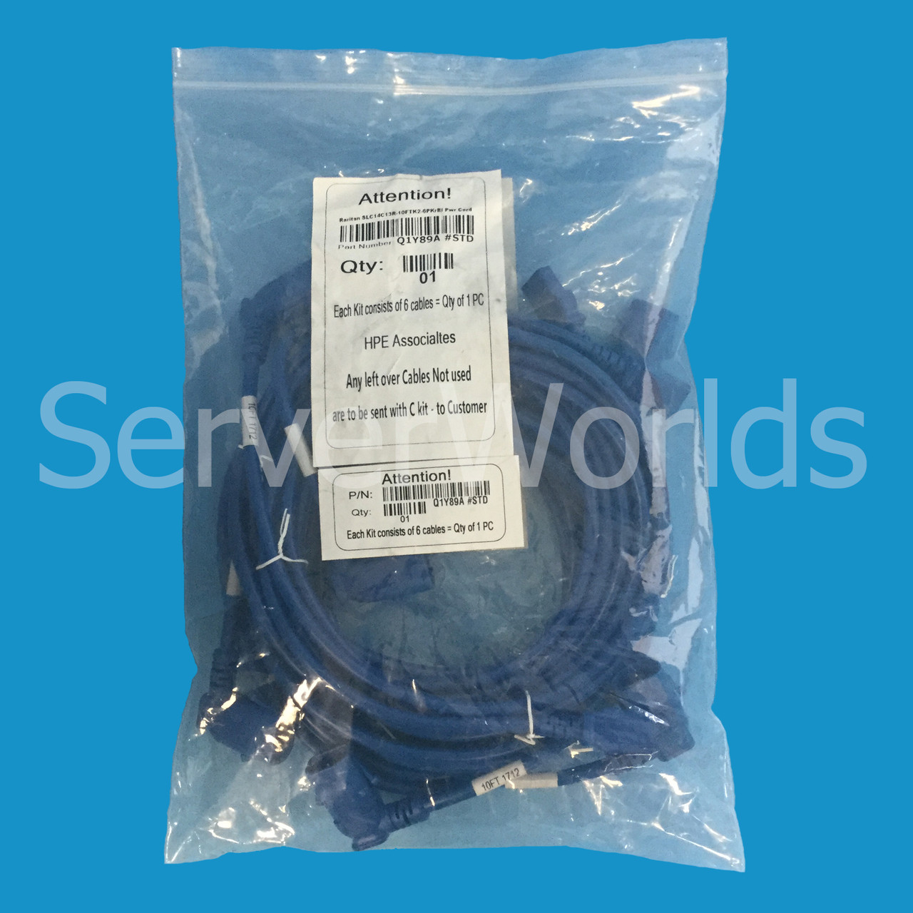 HP Q1Y89A 6-Pack Blue Power Cord ***New Bulk***