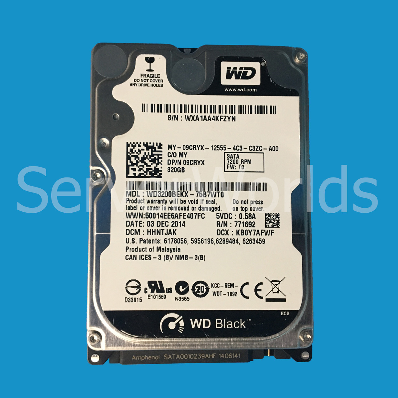 Dell 9CRYX 320GB SATA 7.2K 2.5" Drive WD3200BEKX-75B7WT0