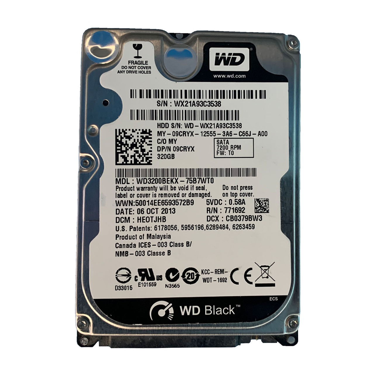 Dell 9CRYX 320GB SATA 7.2K 2.5" Drive WD3200BEKX-75B7WT0