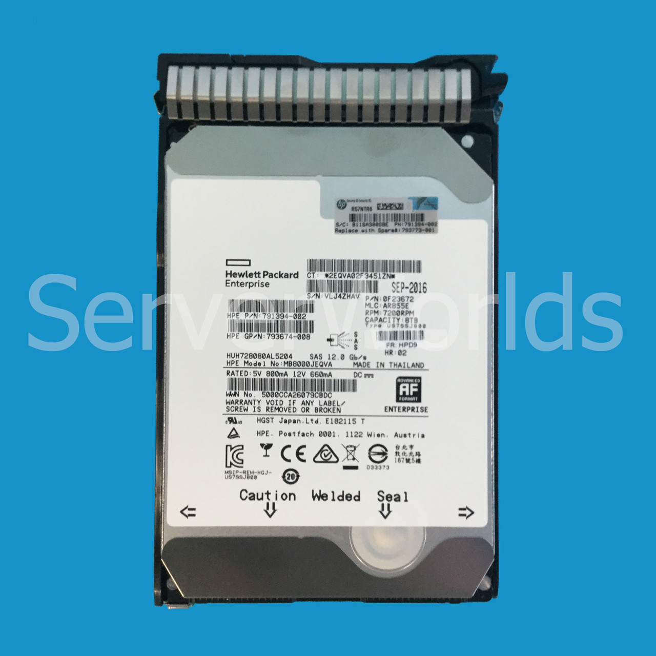 HPe 793773-001 8TB 12G SAS 7.2k LFF 512e MDL 793703-B21 Blank Tray