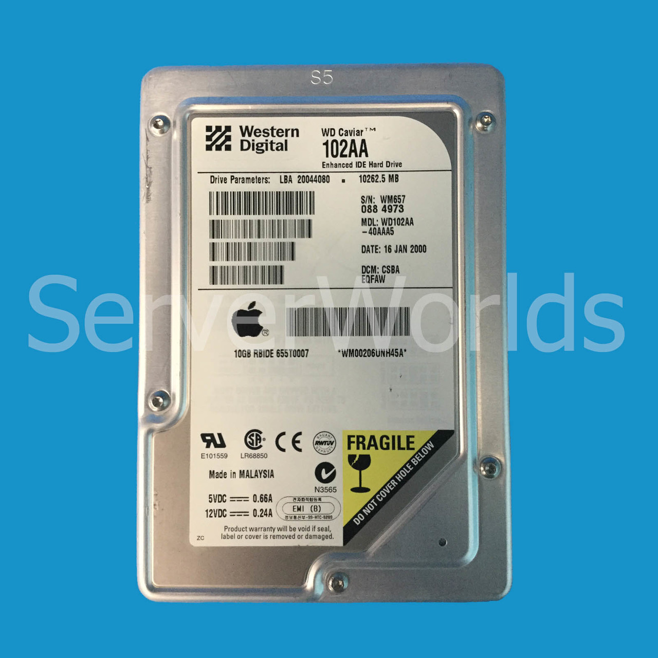 Apple 655T0007 10GB 7.2K IDE 3.5" HDD No Tray