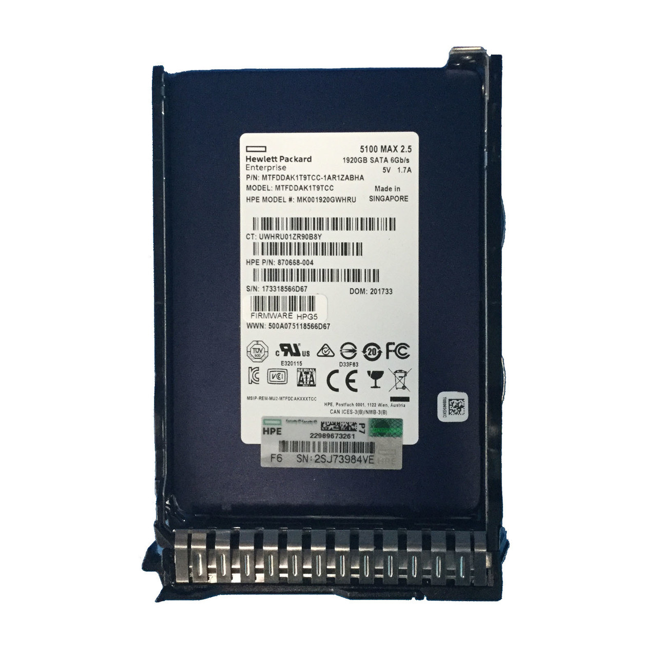 HP 875867-001 1.92TB SATA 6GBPS 2.5" Hot Plug SSD