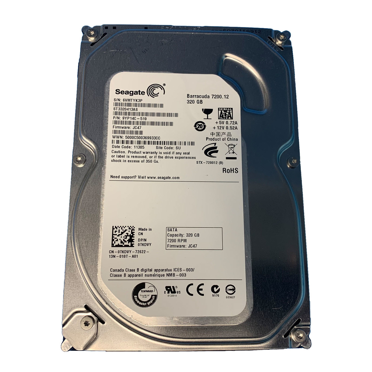 Dell TKDVY 320GB SATA 7.2K 6GBPS 3.5" Drive 9YP14C-519 ST3320413AS