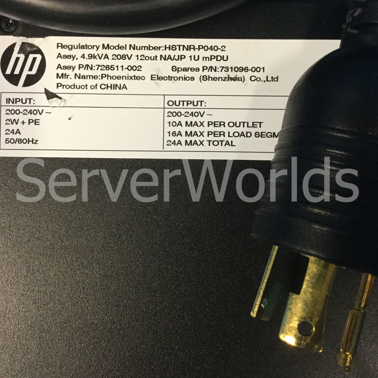 Refurbished HP 731096-001 SPS 4.9KVA 208V 12 NA/JPN PDU 726511-001 726511-002 Product Information