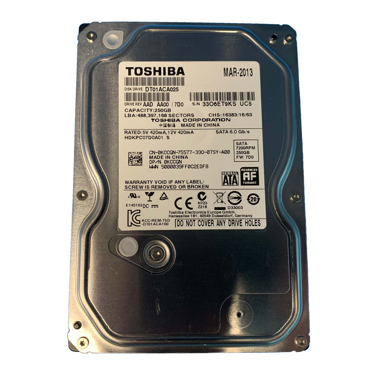 Dell KCCGN 250GB SATA 7.2K 6GBPS 3.5" Drive DT01ACA025 HDKPC07D0A01