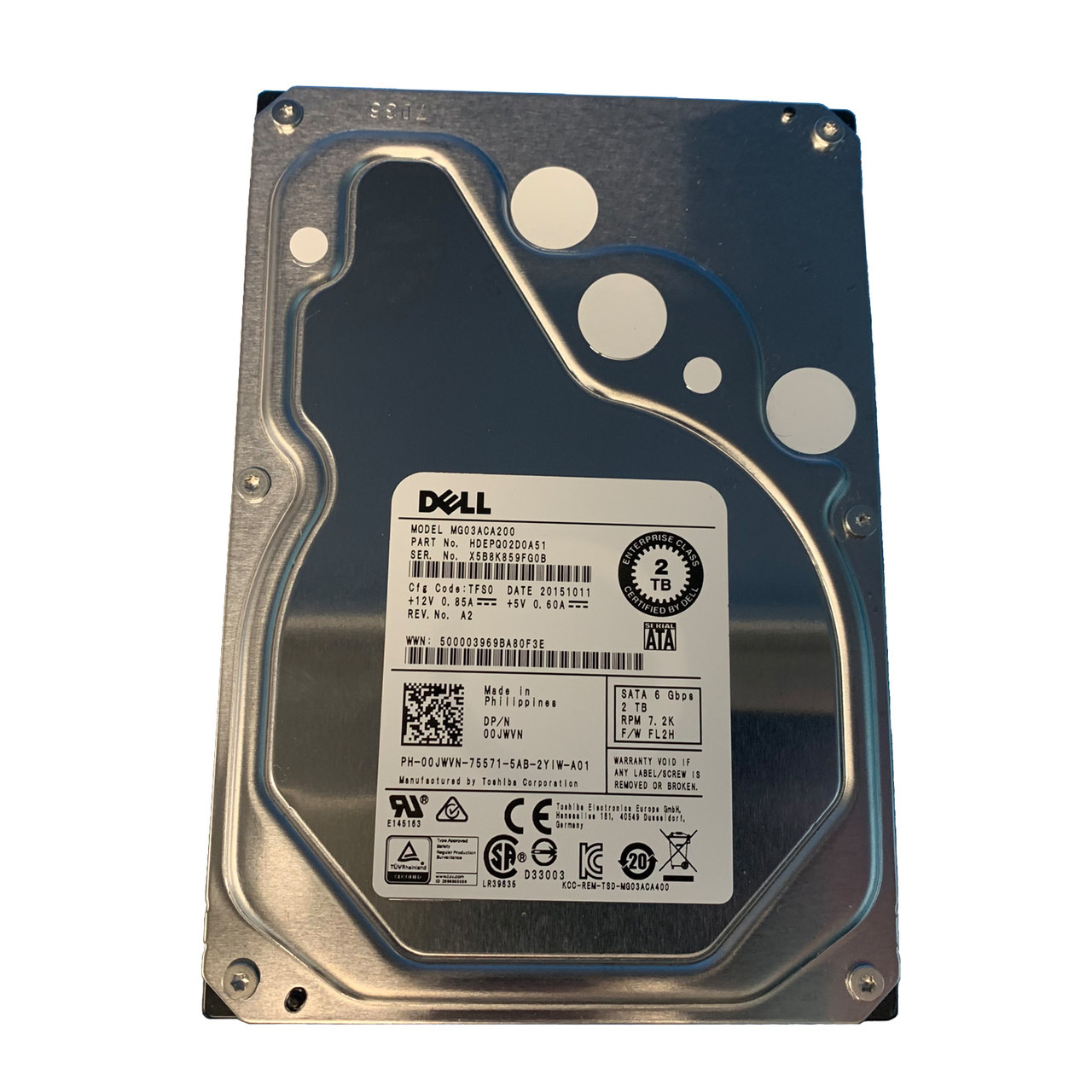 Dell 0JWVN 2TB SATA 7.2K 6GBPS 3.5" Drive MG03ACA200 HDEPQ02D0A51