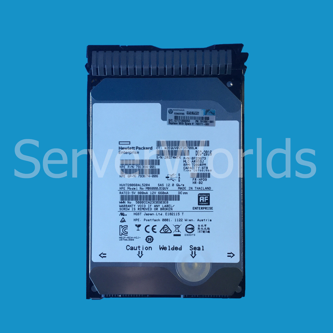 HP 793771-001 6TB 12G 7.2K LFF MDL helium hot swap SAS drive *NEW*