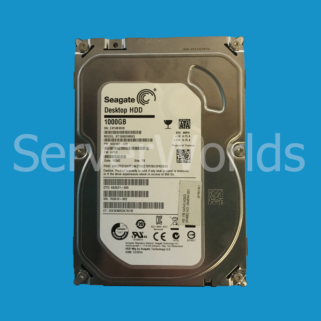 HP 684594-001 1TB 7.2K 6G  SATA III 3.5 NHP Hard Drive 661699-001