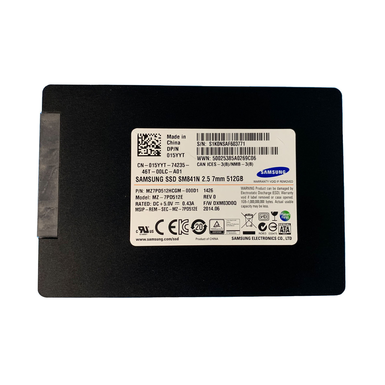 Dell 15YYT 512GB 6GBPS 2.5" Solid State Drive MZ7PD512HCGM-000D1 MZ-7PD512E