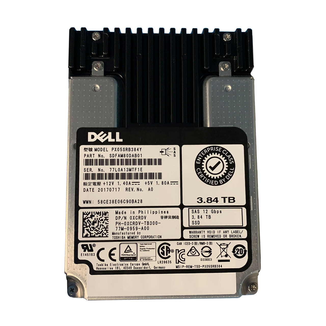 Dell XCRDV 3.84TB SAS 12GBPS 2.5" SSD PX05SRB384Y SDFAM80DAB01