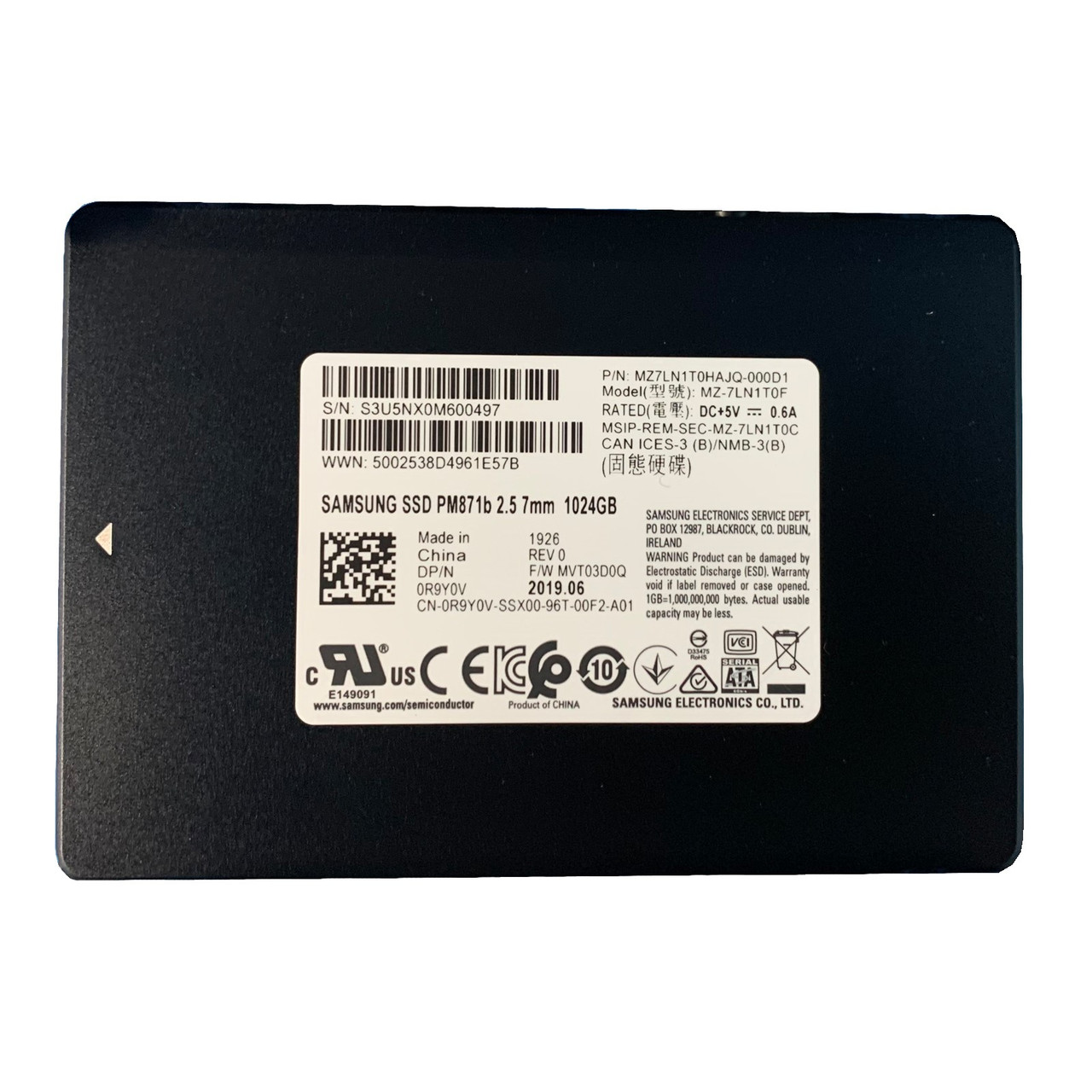 Dell R9Y0V 1TB SATA 6GBPS 2.5" SSD MZ-7LN1T0F