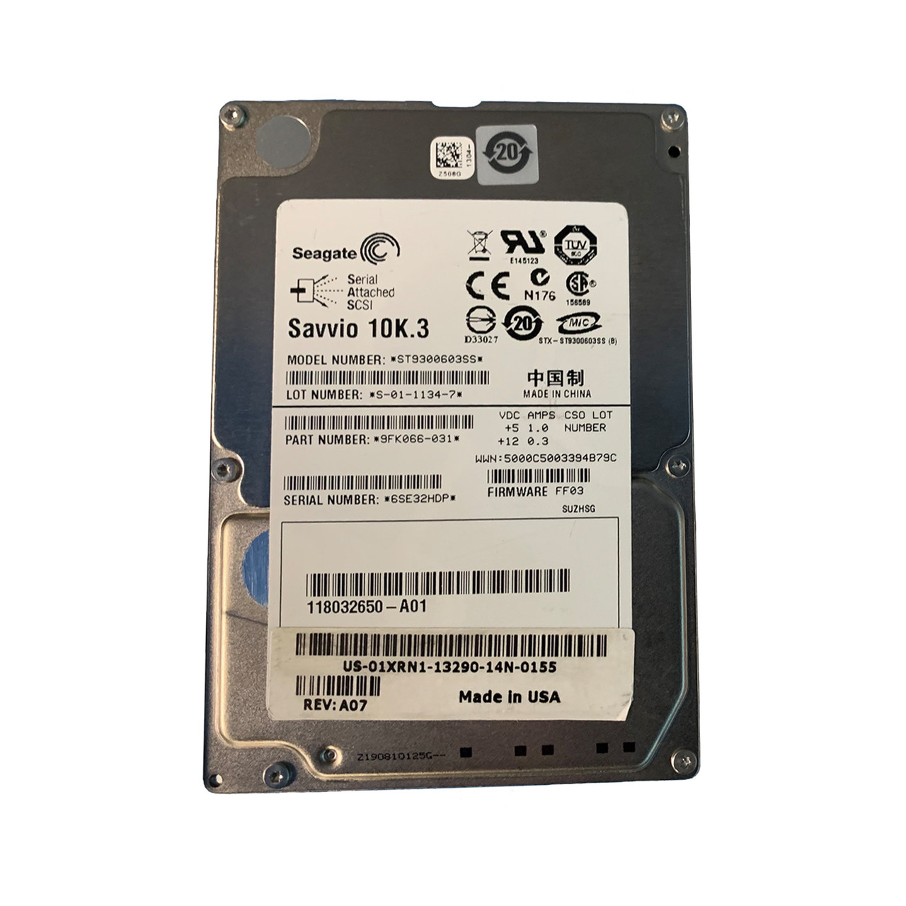 EMC 118032650-A01 300GB SAS 10K 3GBPS 2.5" Drive 9FK066-031 ST9300603SS