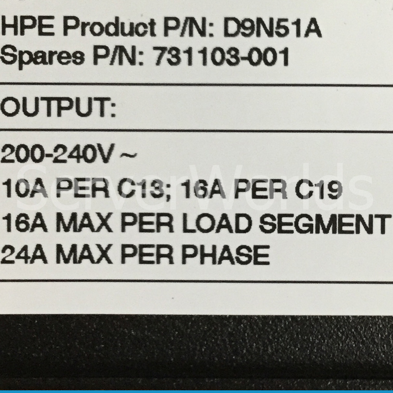 HPE D9N51A Metered 3Ph 8.6kVA/L15-30P 24A/208V (18)C13(3)C19/NA/JP PDU