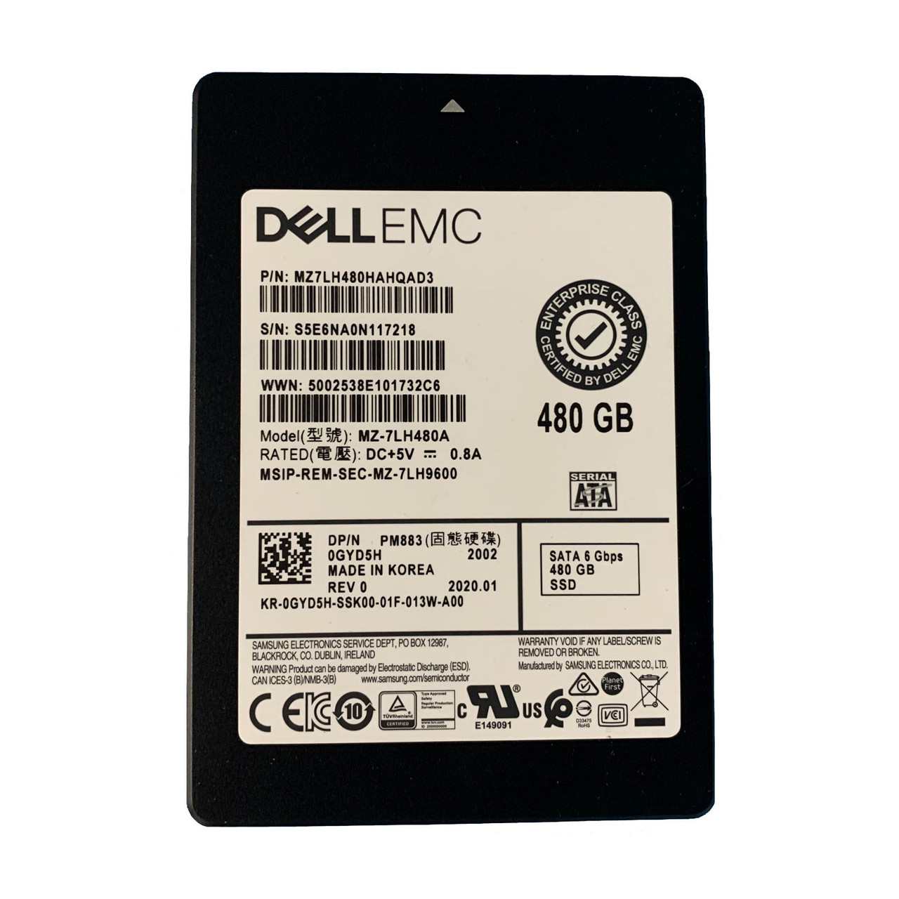 Dell GYD5H 480GB SATA 6GB ES 2.5" SSD  MZ7LH480HAHQAD3 MZ-7LH480A