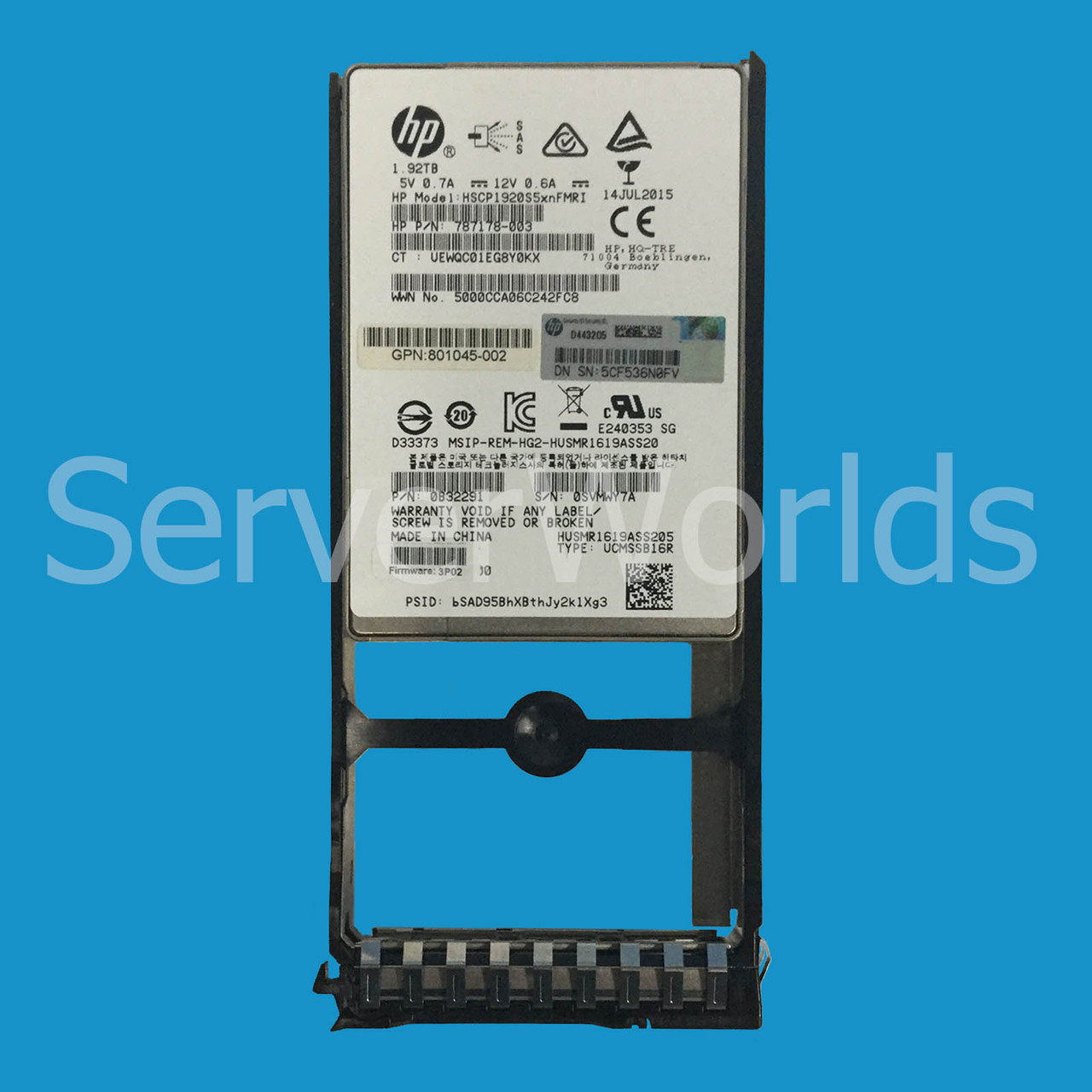 HPe J8S15B 3Par 20000 1.9TB StoreServ SAS SFF FIPS HDD 809588-001