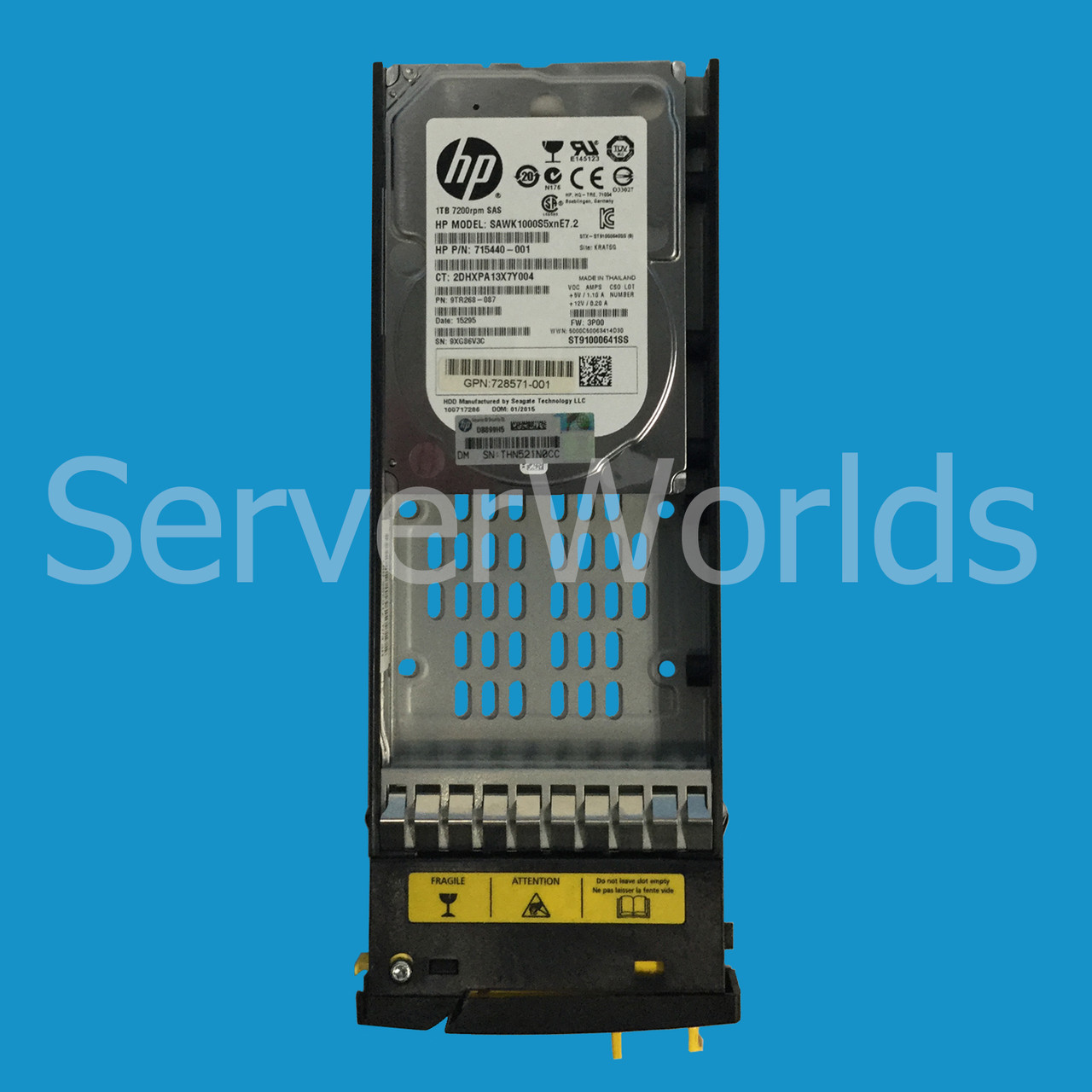 HP 727391-001 3Par M6710 1TB 6GB SAS C8R58A 715440-001 728571-001