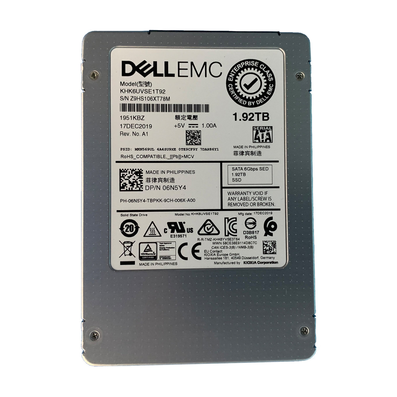 Dell 6N5Y4 1.92TB 6GB SATA SED 2.5" SSD KHK6UVSE1T92