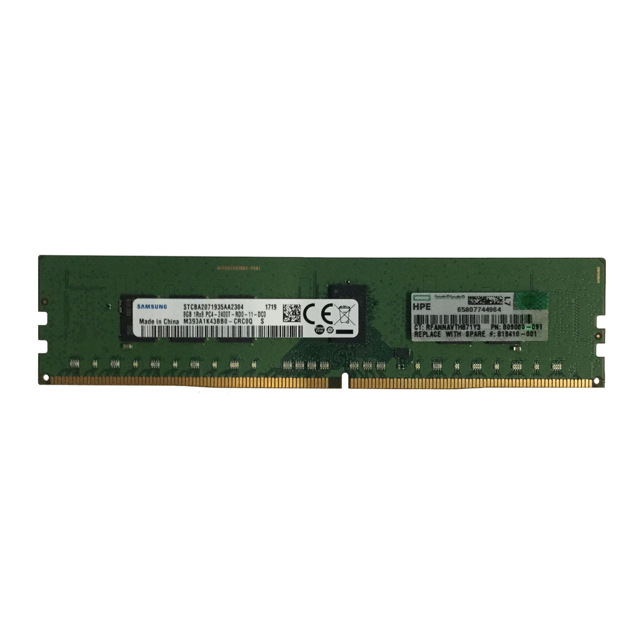 HPe 819410-001 8GB Single Rank DDR4-2400T Memory 805347-B21 809080-091