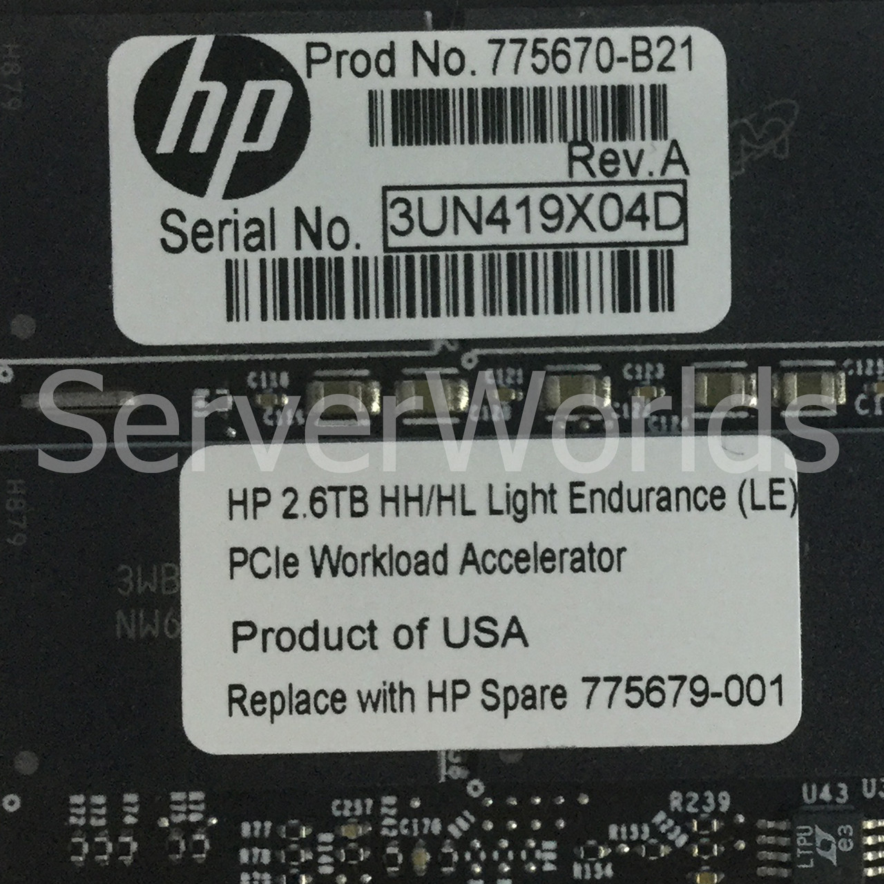 HPe 775679-001 2.6TB Workload Accelerator Board LE PCIe x8 775670-B21