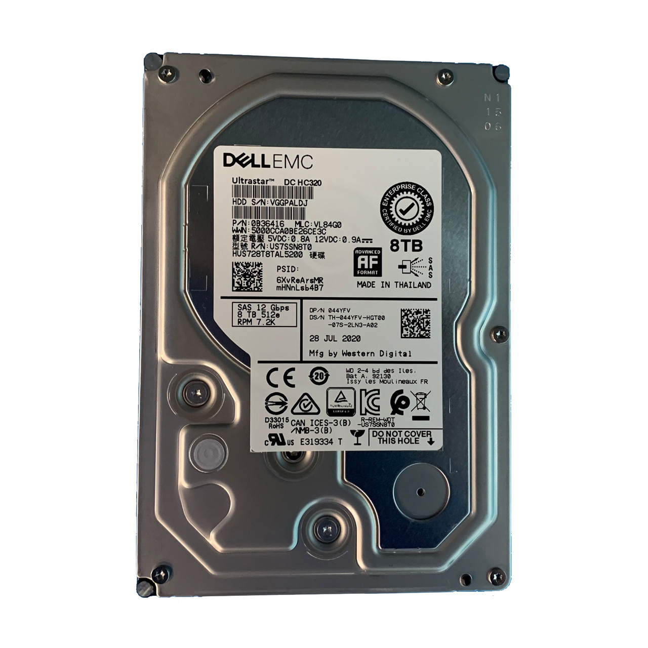 4 TB Laptop Dell EMC 8TB 7.2K SAS 3.5in HDD – 44YFV / 044YFV