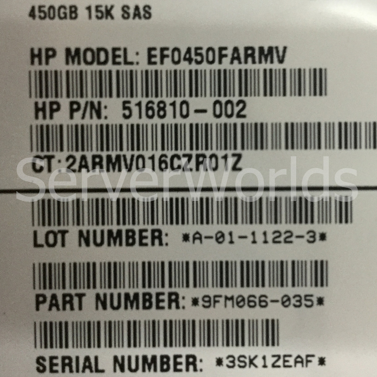  HP 516810-002 450GB 15K SAS 6G 3.5" LFF Hard Drive 