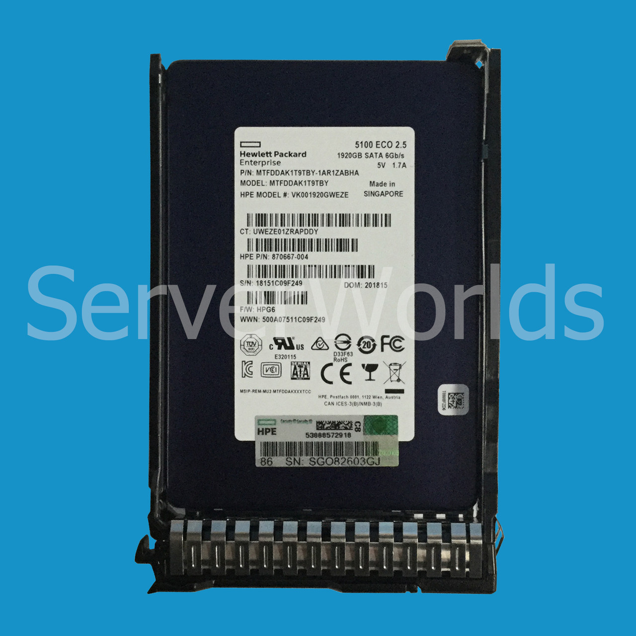 HPe 875657-001 1.92TB SATA 6GBPS 2.5" Hot Plug SSD