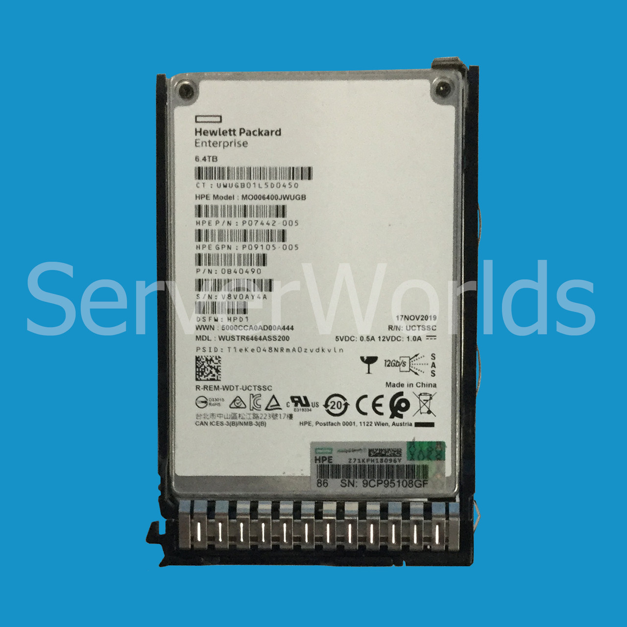 HPe P09926-001 6.4TB SAS 12G MU SSD DS SFF Drive P09096-B21 P07442-005