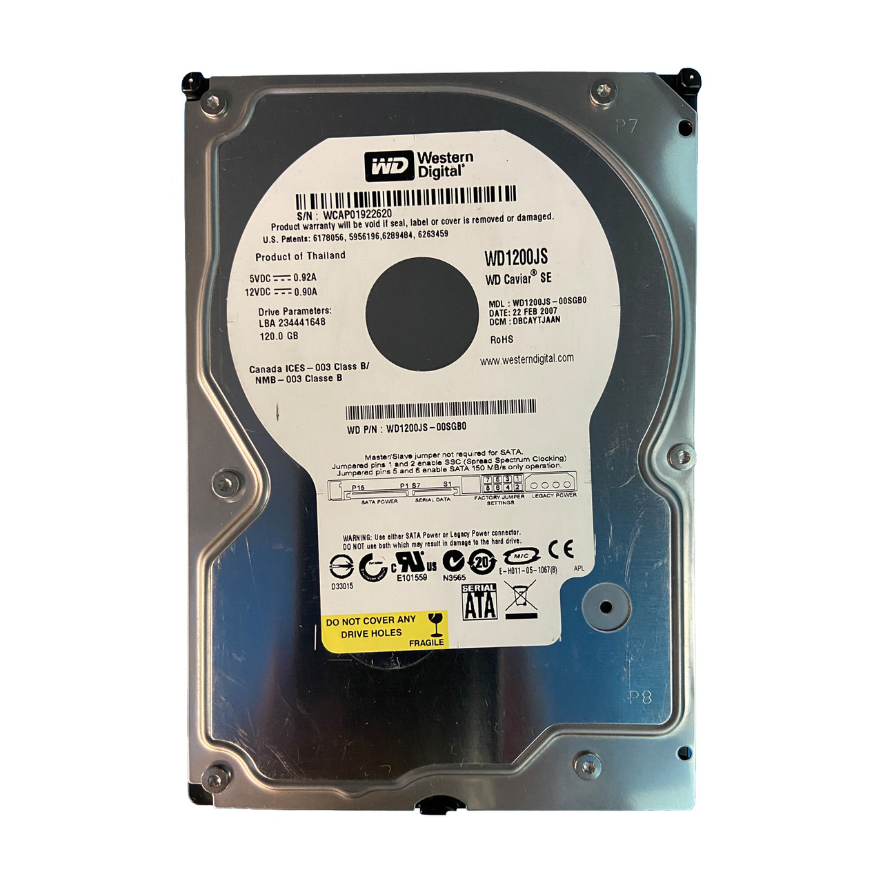 Western Digital WD1200JS 120GB 7.2K 3G SATA 3.5" HDD WD1200JS-00SGB0